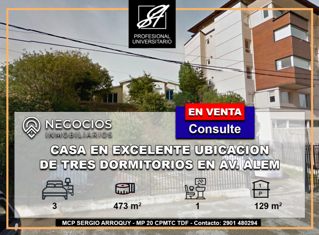 Av. Alem 792, Centro, Tierra del Fuego 9410, 3 Habitaciones Habitaciones, ,1 BañoBathrooms,Casa,En Venta,1184