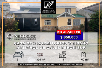 Carlos Gardel, San Salvador, Tierra del Fuego 9410, 2 Habitaciones Habitaciones, ,1 BañoBathrooms,Casa,En Alquiler,1189